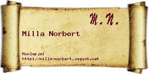 Milla Norbert névjegykártya